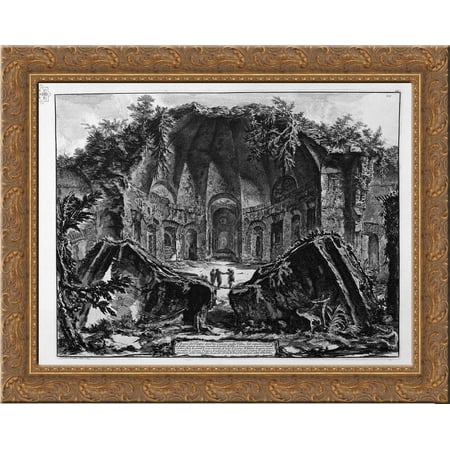 Remains of the Temple of the God Canopus in Hadrian`s Villa at Tivoli 24x20 Gold Ornate Wood Framed Canvas Art by Piranesi, Giovanni Battista