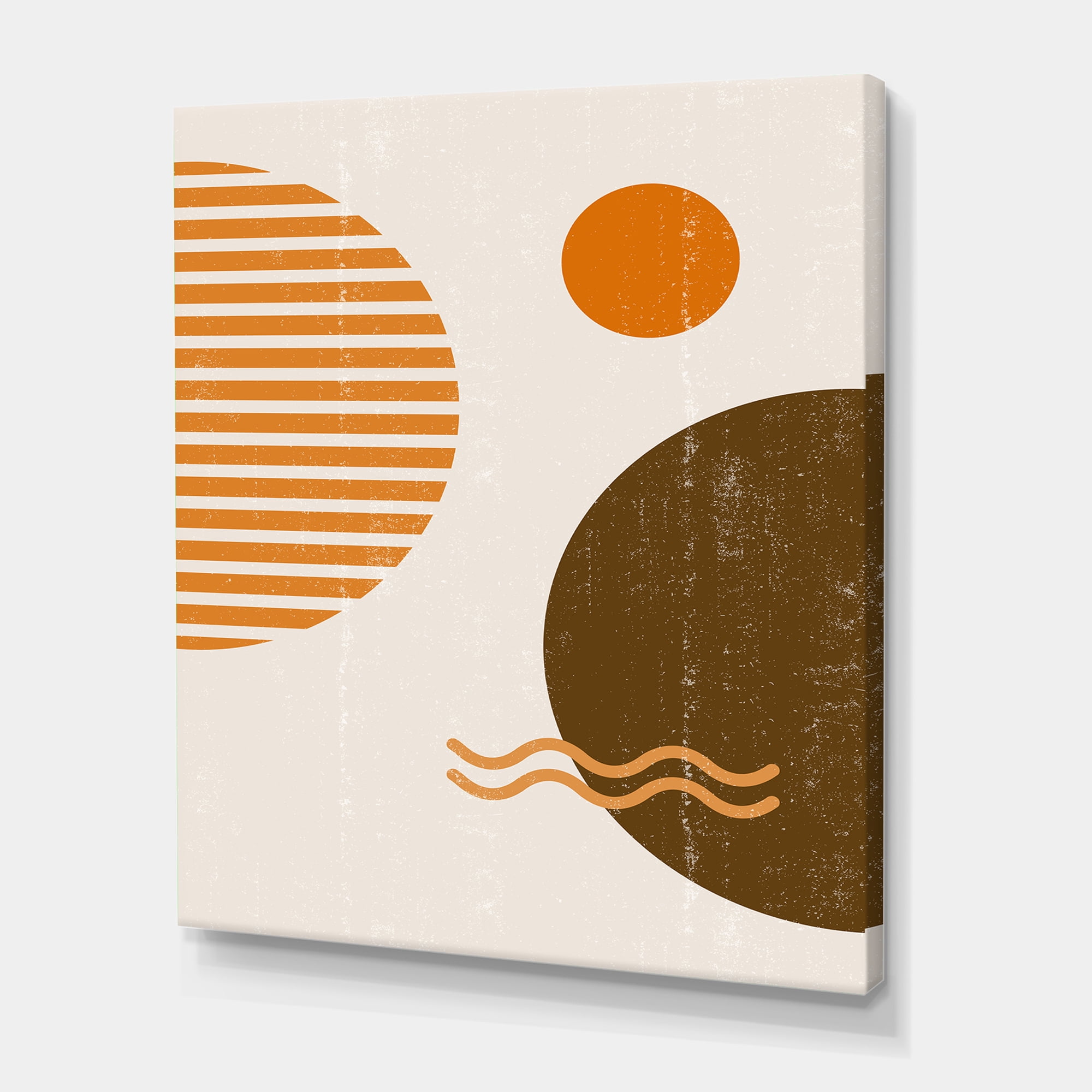 Abstract Minimal Moon and Sun In Earth Tones III 8 in x 12 in Painting Canvas Art Print, by Designart