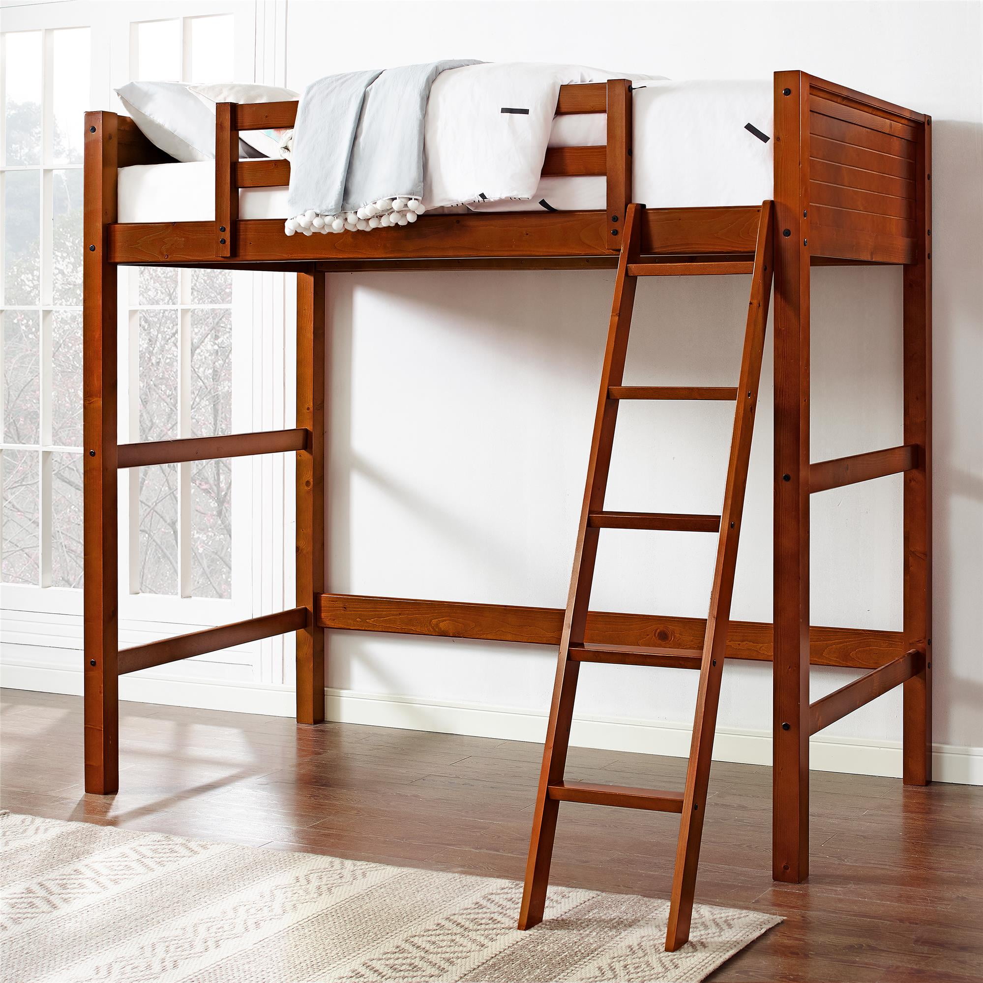 Your Zone Collection Twin Wood Loft Bed White Com