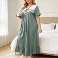thumbnail image 5 of SELONE Long Nightgowns for Women Short Sleeve Plus Size Lace Maxi Sleep Shirt Ruffle Bow Long Dress Casual House Dress, 5 of 6