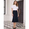 thumbnail image 2 of DARING DIVA Women Fishtail High Waist Belted Work Midi Mermaid Skirts S Dark Blue, 2 of 7