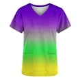 thumbnail image 3 of Uootdi Scrubs for Women V Neck Short Sleeve Mardi Gras Mask Print Lightweight Medical Work Tops Gift, 3 of 5