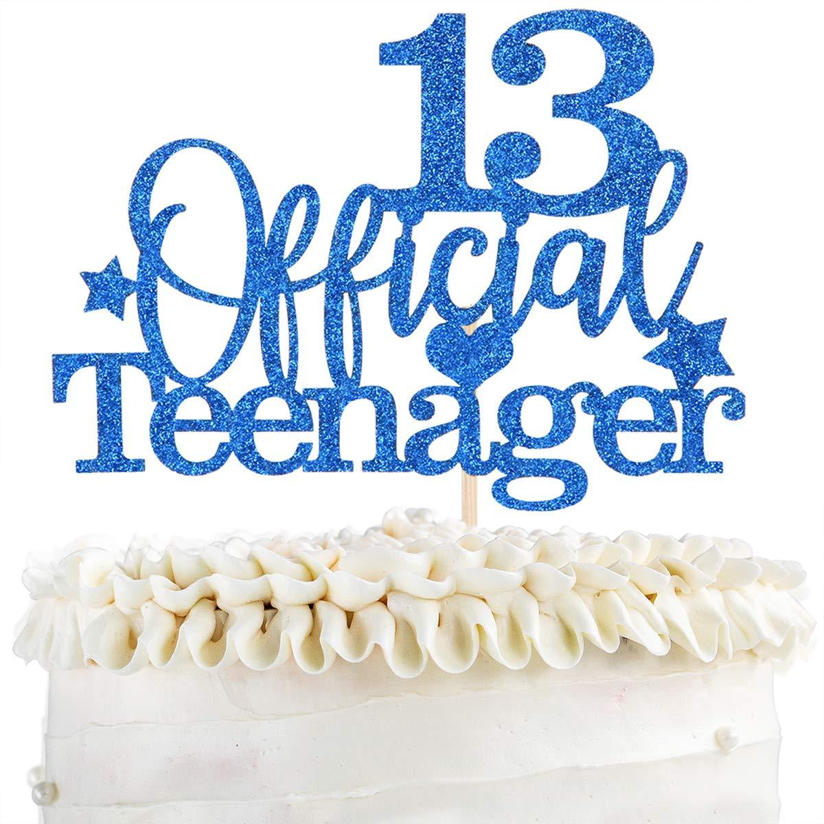 13th Birthday Boy Blue Mix Stand Up Premium Card Cake Toppers