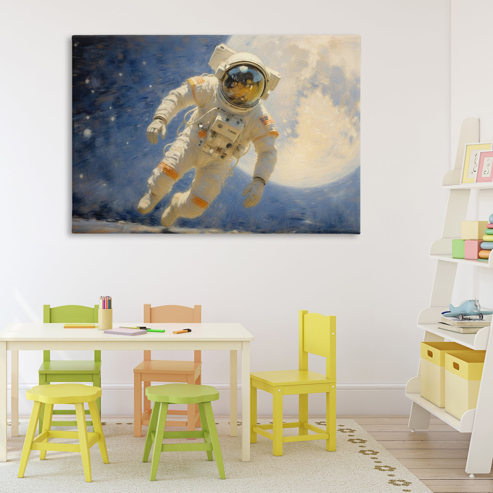 Astronaut in Vast Galaxy Canvas Wall Art, design by Angie Hawke
