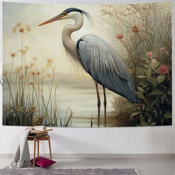 Patifu Birds Flowers Marshland Tapestry Wall Hanging Unique Style Graphic Tapestries Home Wall Decor Art for Living Room Bedroom Apartment Farmhouse Dorm 40x30inch