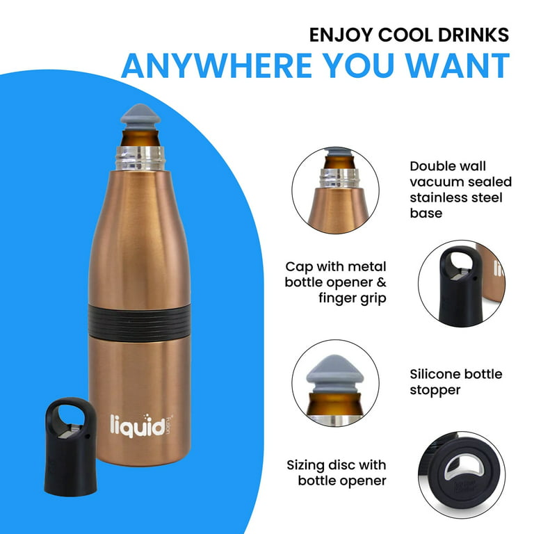 Grand Fusion Icy BEV Kooler 2.0, Bottle and Can Insulator, Water Bottle, Silver
