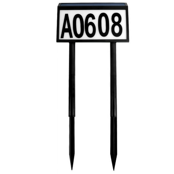House Numbers Solar Powered Address Sign LED Illuminated Outdoor Metal Plaque Lighted Up for Home Yard Street C