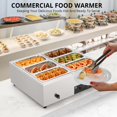 thumbnail image 7 of Adoolla 48QT Commercial Food Warmer, Stainless Steel Electric Buffet Server with 6 x 8Qt Pans, 7 of 7
