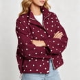 thumbnail image 7 of Edvintorg Women Jacket Plus Size Polka Dot Long Sleeve Zip up Coat Stand Collar Loose Casual Outerwear with Pocket Women Fall Clothes Wine S-3XL, 7 of 7