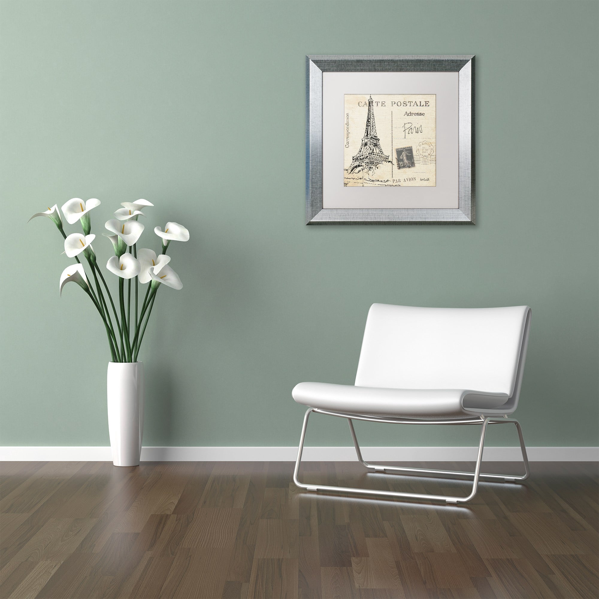 Trademark Fine Art "Postcard Sketches III" Canvas Art by Anne Tavoletti White Matte, Silver Frame