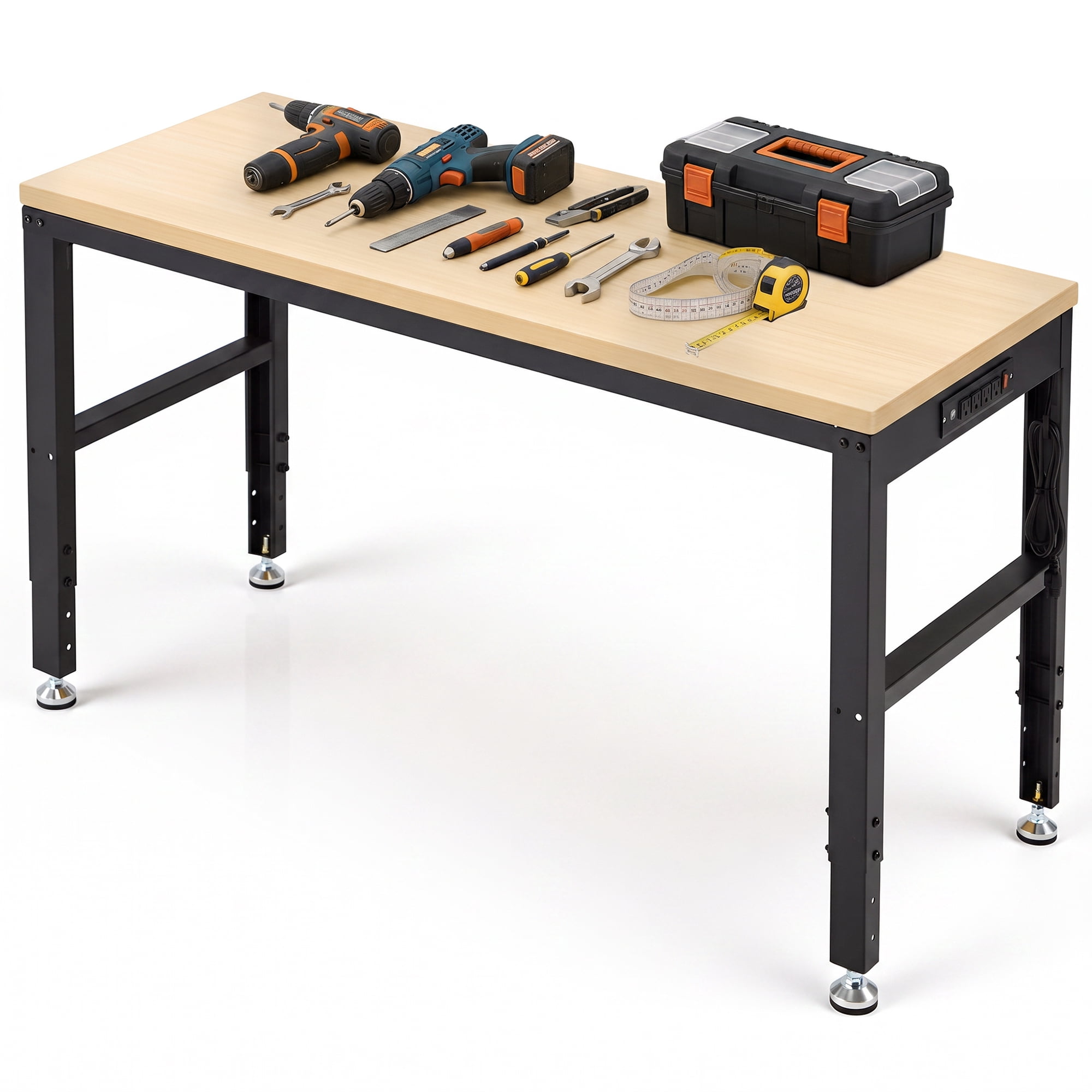 AHB 60" Adjustable Heavy Duty Wood Workbench, 2000 lbs Capacity, Multi-Purpose Garage and Workshop Table