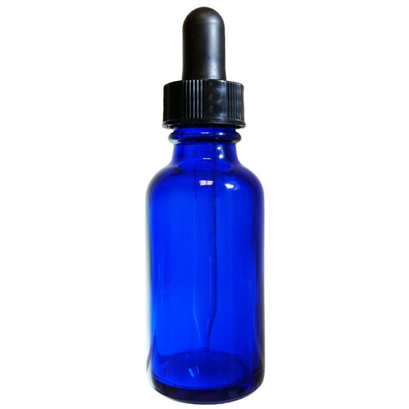 Bottle, Flint Glass, Cobalt Blue Color, 4 ounce, with dropper assembly. Pack 12.