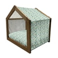 thumbnail image 2 of Leaves Pet House, Various Type Green Tone Leaves Scattered Randomly on White Background Tangled Design, Outdoor & Indoor Portable Dog Kennel with Pillow and Cover, 5 Sizes, Multicolor, by Ambesonne, 2 of 5