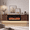 Walnut, variant on Easoger 80" Floating TV Stand with 36" Electric Fireplace, Mid Century Modern Media Console with RGB APP Control, Fluted,Walnut