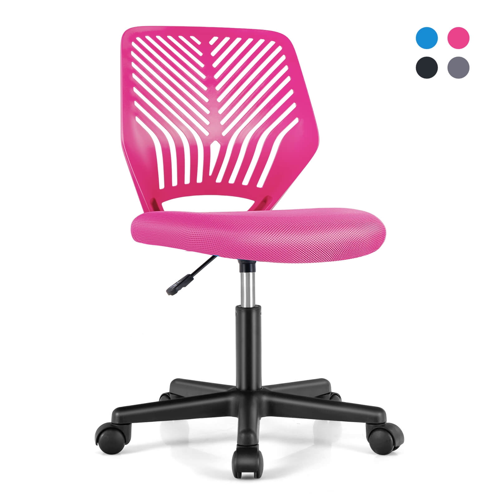 Height adjustable Ergonomic Kids Desk Chair with Universal Casters Pink costway