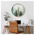 thumbnail image 3 of 24 Inches Round Wooden Wall Clock Silent Battery Operated, Home Decorative Large Wall Clock, Pastel Watercolor Pine Trees Clock Wall Art Decor for Living Room Kitchen Bedroom Classroom, 3 of 7