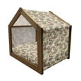thumbnail image 2 of Peacock Pet House, Winter Pattern Peacocks Snowflakes Floral Paisley Ornate, Outdoor & Indoor Portable Dog Kennel with Pillow and Cover, 5 Sizes, Ruby Olive Green Cream, by Ambesonne, 2 of 5