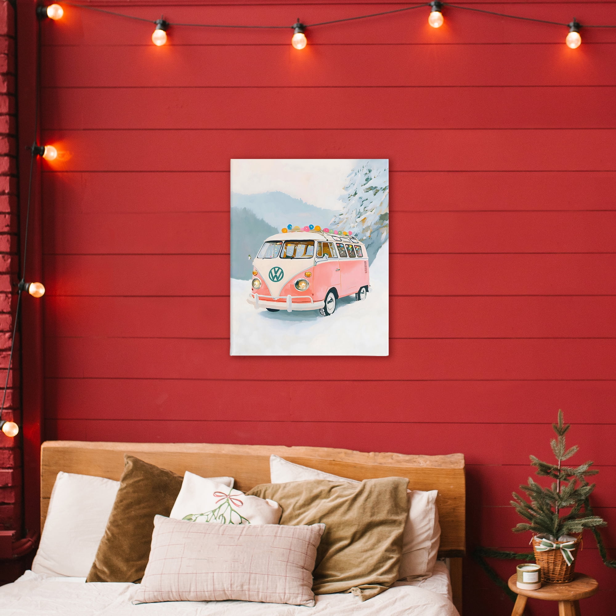Stupell Industries Pink Christmas Van in Snow Canvas Wall Art, design by The Prints Vibe