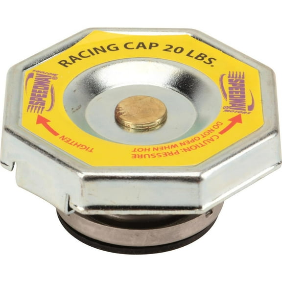 Speedway Motors High Pressure Radiator Cap 20 PSI Rating, Steel Construction with Zinc Plated Finish, Universal Fit Cooling System Cap for Racing and Performance Use