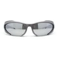 thumbnail image 2 of 90s Trendy Plastic Narrow Wrap Around Oval Sport Sunglasses Metal Grey - Silver Mirror, 2 of 4