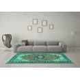 thumbnail image 3 of Ahgly Company Indoor Square Medallion Turquoise Blue Traditional Area Rugs, 4' Square, 3 of 4