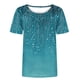 thumbnail image 4 of Blusas para las Mujeres Casual Impreso Cuello Redondo Manga Corta Camiseta Top, Tops Cortos para las Mujeres Primavera Verano, 4 of 8