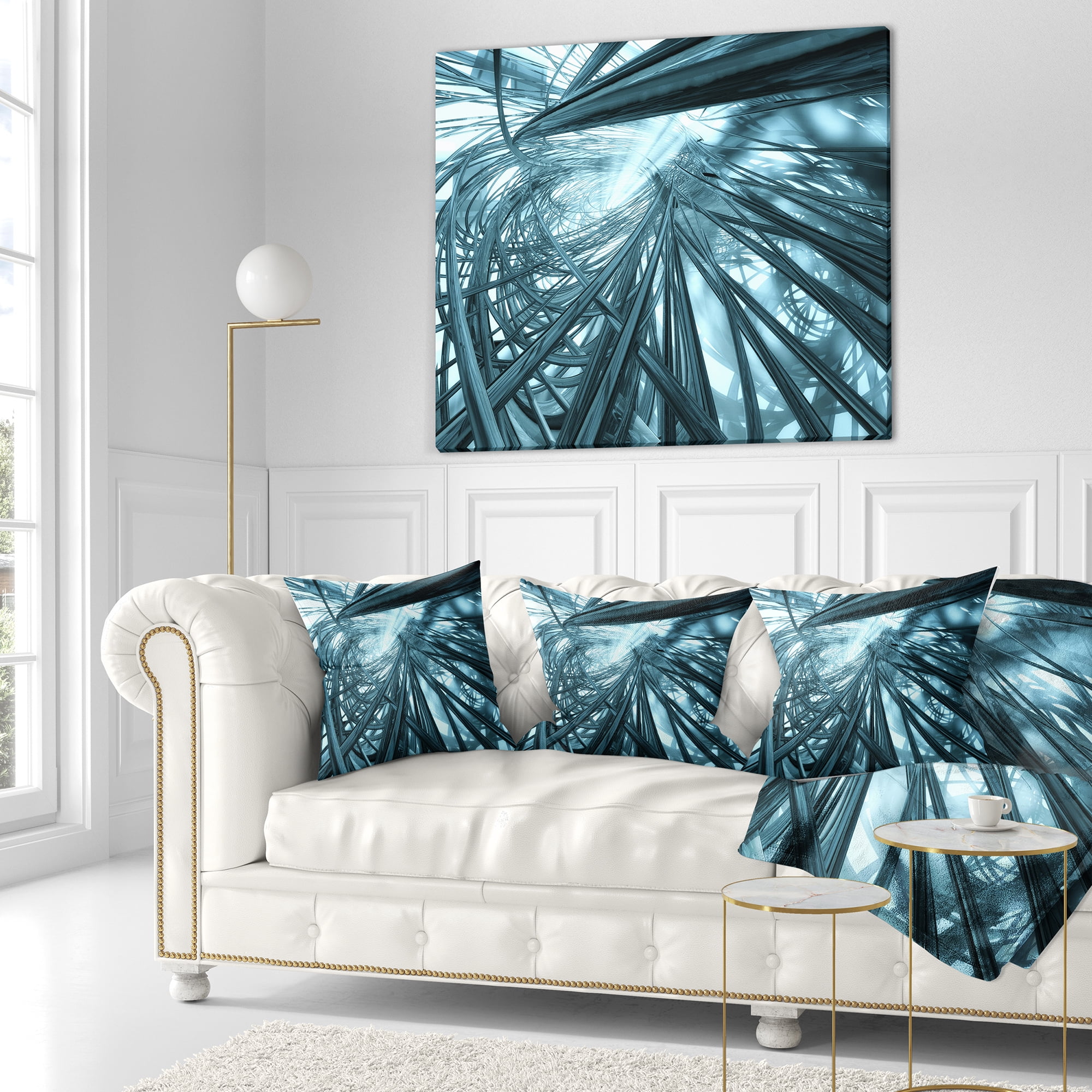 Designart Fractal 3D Stripes Everywhere - Contemporary Throw Pillow - 16x16