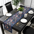 thumbnail image 3 of Navy Blue Flowers Table Runner 90 Inches Long, Spring Vintage Floral Leaves Farmhouse Kitchen Coffee Dining Table Decoration for Home Party Birthday Wedding Home Decor 13x90 Inches, 3 of 8