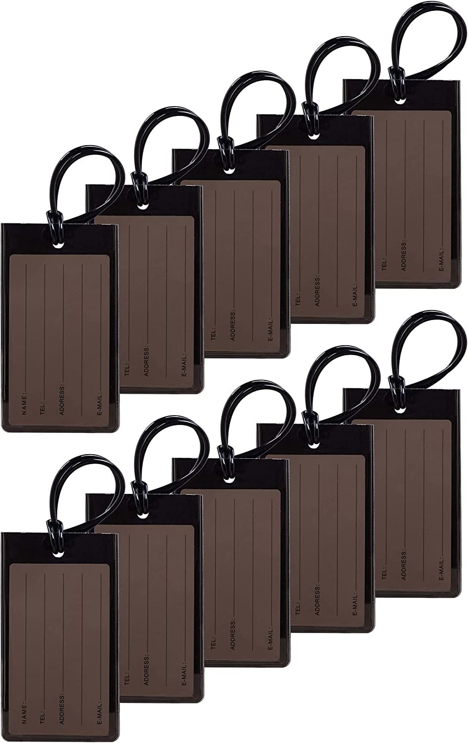 10 Pack Luggage Tags Suitcases Plastic Travel Bag & Baggage ID Label
