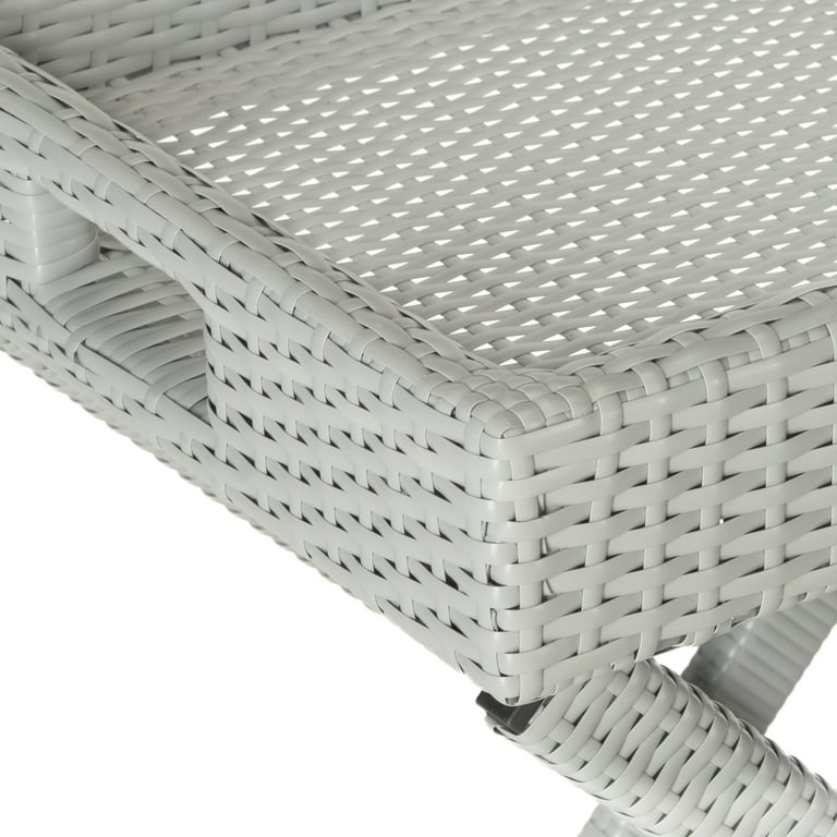 SAFAVIEH Bardia Outdoor Patio Wicker Folding Tray Table Grey