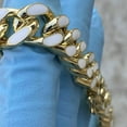 thumbnail image 3 of Men's 14K Gold Plated Miami Cuban Link Bracelet White Color Enamel 8" Inch x 10.5 MM Thick, 3 of 7