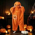 thumbnail image 4 of Virmaxy Halloween Costume Kids Halloween Pumpkin Onesie Fleece Hooded Costume Pajamas with Cute Pocket for Boys Girls Fall Loungewear Orange, 4 of 5