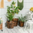 thumbnail image 3 of Gymax 3 pcs Wooden Planter Barrel Set Decorative Flower Bed Multiple Size, 3 of 10