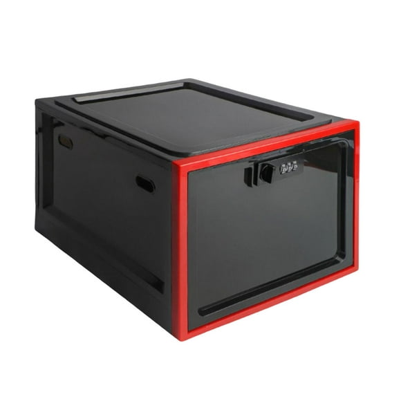 AMLESO Boîte Verrouillable Bac de Rangement Verrouillable en Plastique Noir et Rouge à l'Épreuve des Enfants