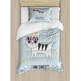 thumbnail image 1 of I am a Princess Duvet Cover Set Twin Size, Sweet Princess Cat with Heart Shaped Glasses Love Royal Animal Character, Decorative 2 Piece Bedding Set with 1 Pillow Sham, Multicolor, by Ambesonne, 1 of 3