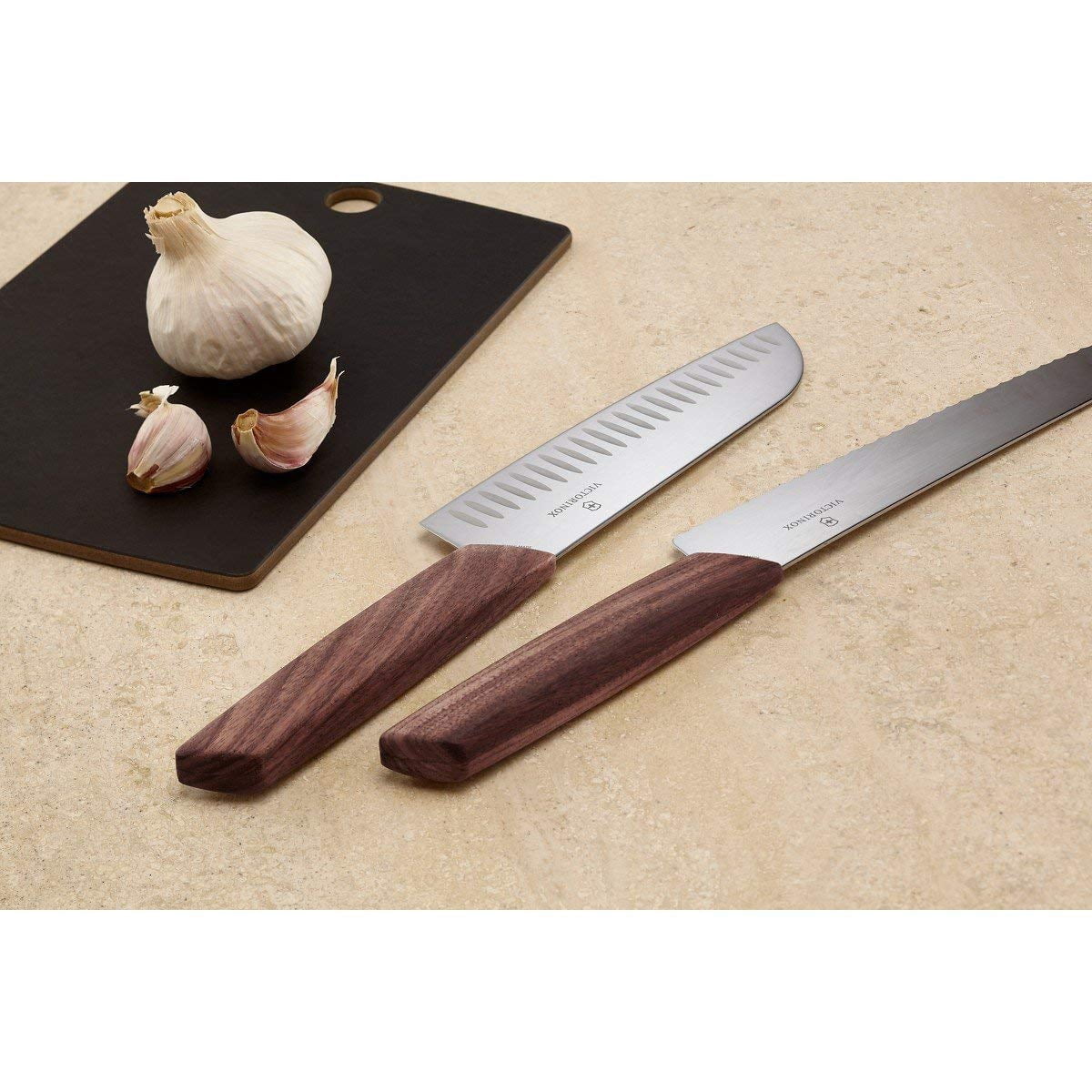 Victorinox 6.9050.17KG Modern Santoku Knife, 7", Walnut Wood