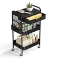 thumbnail image 1 of Rolling Cart HIDODO de 3 niveles con cajón de metal y tablero perforado negro, 1 of 7