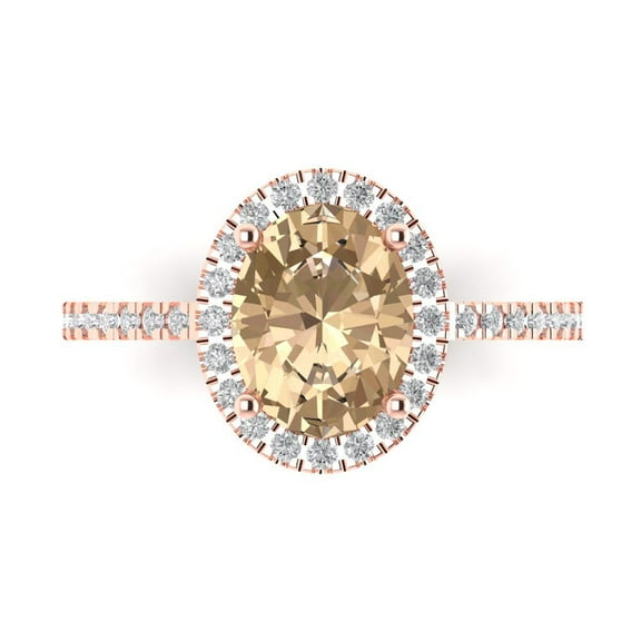 Solitaire with Accents Engagement Ring for Women - 2.27ct Yellow Moissanite in 14K Rose Gold Promise Ring