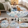 thumbnail image 6 of Summer Ocean Turtle Round Living Room Rugs 6 ft, Retro Coral Shell Washable Area Rug with Non-Slip Sturdy Edge Binding Round Carpet for Kitchen Office Bedroom, 6 of 9