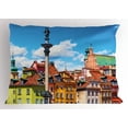 thumbnail image 1 of Travel Pillow Sham Scenic Summer Castle Square Ancient Sigismund Column Old Town in the Warsaw Poland, Decorative Standard King Size Printed Pillowcase, 36 X 20 Inches, Multicolor, by Ambesonne, 1 of 2