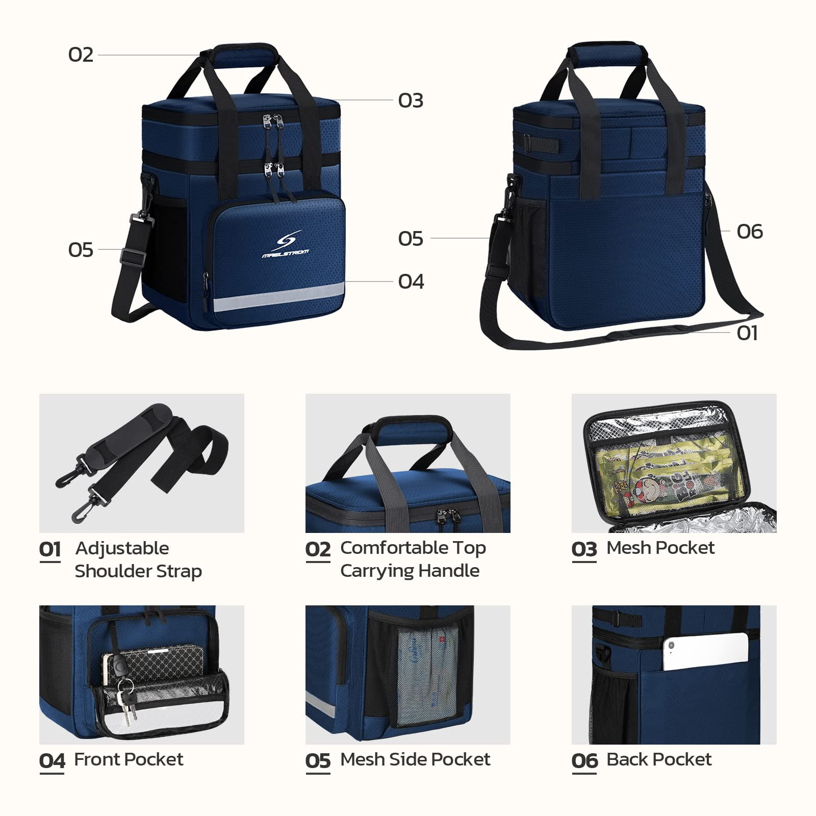 Maelstrom Lunch Box for Men,Insulated Lunch Bag Women/Men,Leakproof Lunch Cooler Bag, Lunch Tote Bag