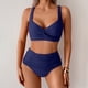 thumbnail image 2 of Conjunto de Trajes de Baño de Color Sólido de las Mujeres, una Pieza Plisada Conservadora con División Lateral para la Playa Y la Piscina, Trajes de Baño de Verano Modestos, 2 of 9