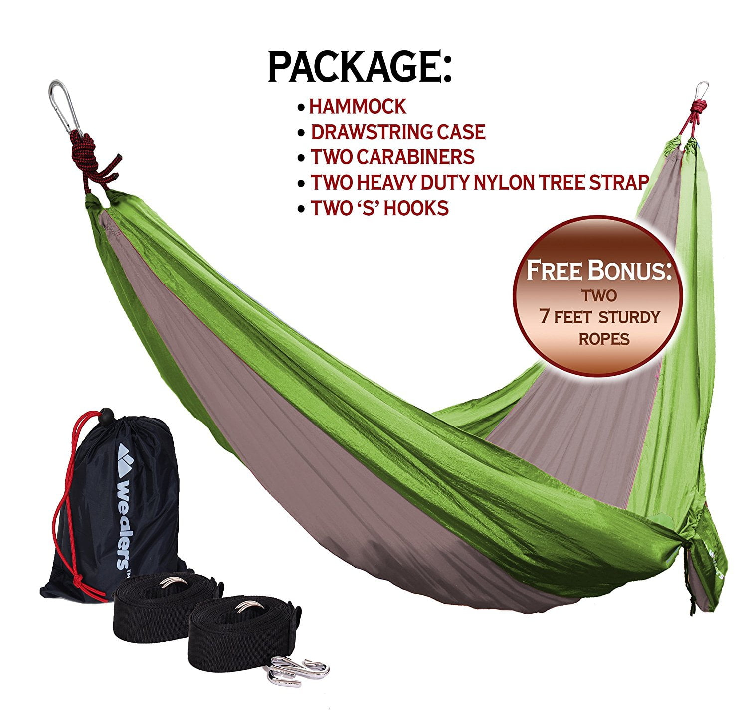 Portable Lightweight Single Parachute Hammock With Straps And Steel