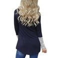 thumbnail image 4 of Women Stripe Splicing Cowl Neck Long Sleeve Crossed Hem Top, 4 of 5