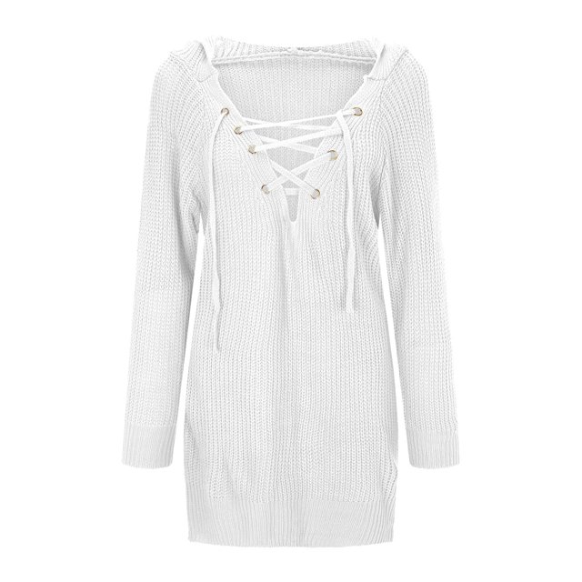Suéter Gibobby Dama Talla Grande Informal con Cuello en V y Capucha Blanco S