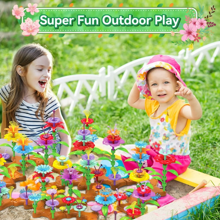 184 PCS Flower Garden Building Toys for Girls Age 3, 4, 5, 6, 7 Year Old,  STEM Toy Gardening Pretend Toys for Kids, Birthday Gift for 6 Year Old Girl