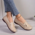 thumbnail image 2 of EKVAHL Women's Orthopedic Slip On Loafers, Soft Faux Leather Arch Support Dress Shoes, Wide Toe Box Wedding Office Daily Loafers Beige, 2 of 4