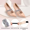 thumbnail image 3 of Uxcell 2 Pairs High Heels Shoe Straps, Rhinestone Elastic Shoe Straps Heels Detachable Ankle Straps Replacement Shoelace Crystal for Women Loose Slippers Sandals, Gris + Plateado degradado, 3 of 7