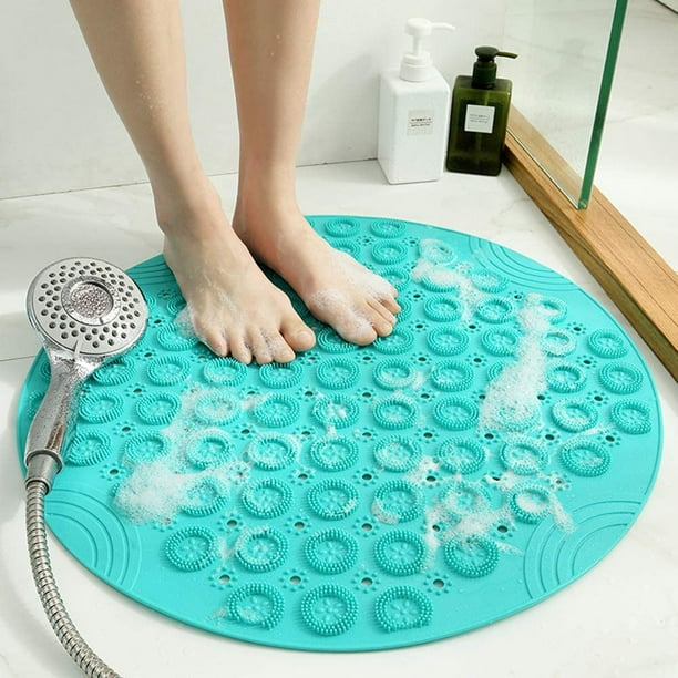 Alfombrilla de ducha Alfombrilla de ducha redonda Alfombrilla de baño de PVC Alfombrilla de ducha antideslizante Insertar con ventosas Alfombrilla de ducha de baño Lavable a máquina 55 x 55 cm Verde JFHHH pequeña