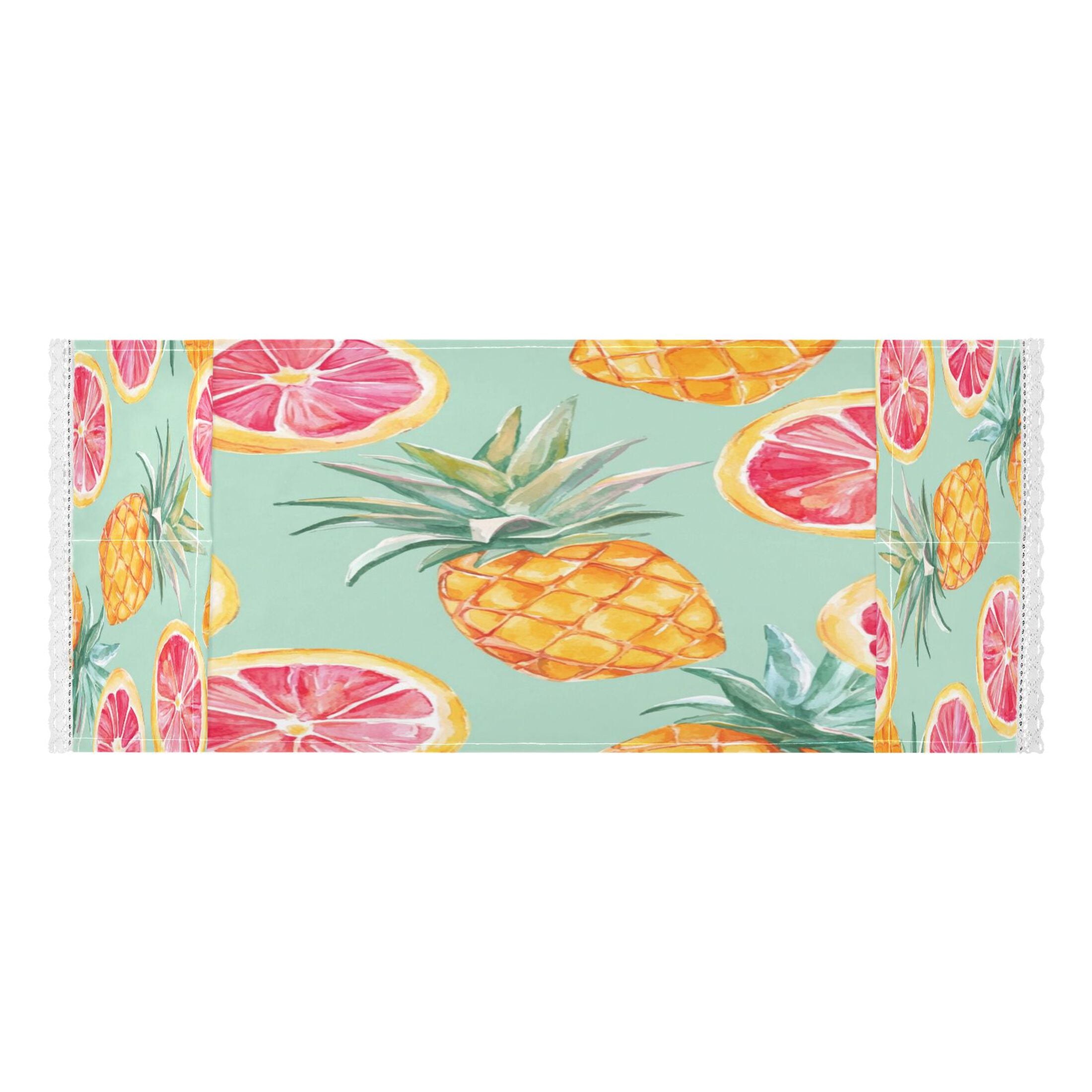 Washing Machine Cover 51.2x22in, Durable Polyester Dust Cover with Lace Trim and Side Pocket for Appliances Pineapple Blood Orange